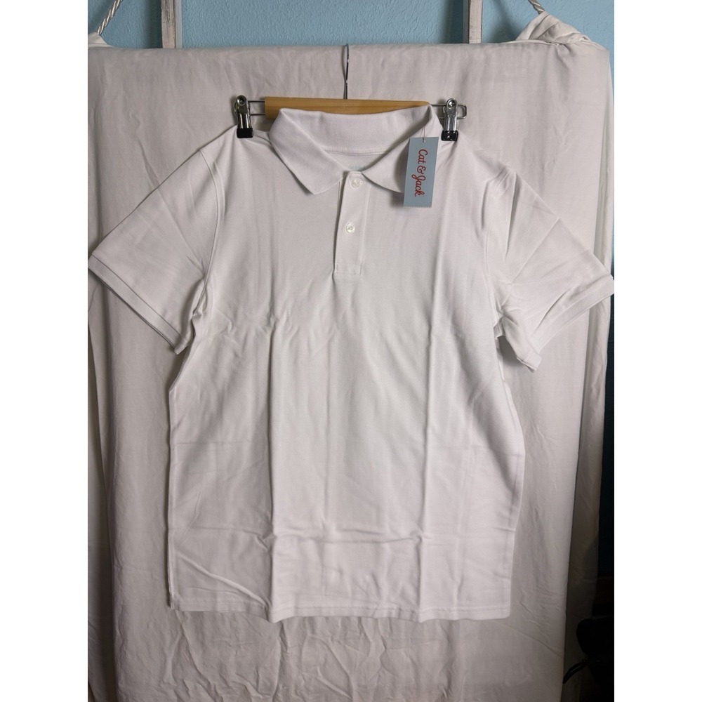 Cat Jack Boys White Short Sleeve School Uniform Polo Shirt Sz XXL 16/18 HuskyNWT